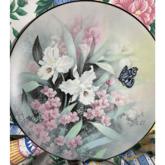 Jewels of the Flowers "Amethyst Flight" Collectors Plate, Tan Chun Chiu 1991 - Picture 1 of 8
